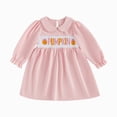 thumbnail image 1 of larppty Toddler Baby Girl Halloween Outfit Plaid Smocked Dress Pumpkin Ghost Long Sleeve Dresses Girls Fall Winter Clothes, 1 of 7