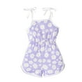 thumbnail image 1 of larppty Toddler Baby Girl Summer Clothes Floral Romper Tie-Up Strap Halter Jumpsuit Infant Summer Sling Playsuit 1-5T（Purple， 18-24 Months）, 1 of 6