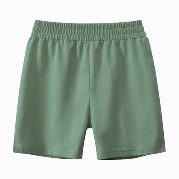 larppty Toddler Boy Cotton Pull On Short Elastic Waistband Boys Summer Active Shorts (Z02-Green, 6-7 Years)