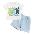 thumbnail image 1 of larppty Toddler Boys Clothes Short Sleeve T-Shirt Shorts Summer 2Pcs Outfits (Blue, 18-24 Months), 1 of 8