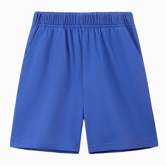 larppty Toddler Boys Girls Shorts Kids Cotton Summer Shorts | Solid Sport Jogger Short Pants,Side Pockets (Z03-Blue, 4-5 Years)