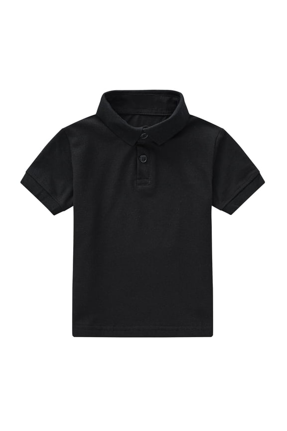 Toddler Boys' School Uniform Short Sleeve Girls Golf Polo Shirt Pullover Tops Summer Collared T-Shirt for Kids (Black,12-18 Months)