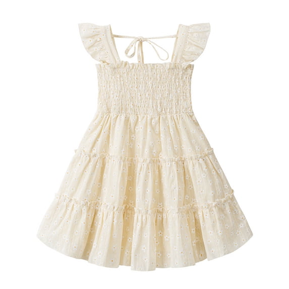 larppty Toddler Girl Dress Ruffle Sleeveless Princess Dresses, Summer Dress Beach Sundress(Yellow, 18-24 Months)