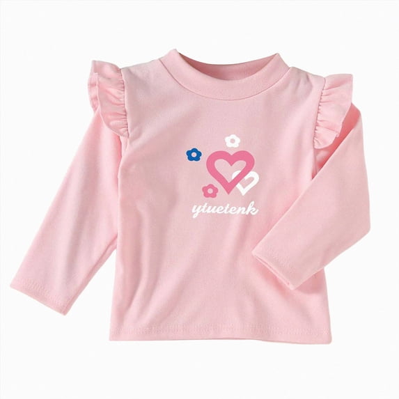 larppty Toddler Girl Ruffle Long Sleeve T-Shirt Top Tee for Spring/Fall(3-4 Years)