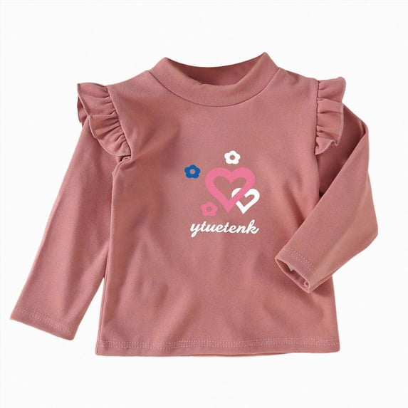 larppty Toddler Girl Ruffle Long Sleeve T-Shirt Top Tee for Spring/Fall(3-4 Years)