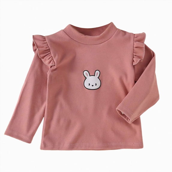 larppty Toddler Girl Ruffle Long Sleeve T-Shirt Top Tee for Spring/Fall(6-12 Months)
