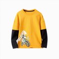 thumbnail image 1 of larppty Toddler Girl Sweatshirt Long Sleeve Crewneck Printed Pullover Top Unisex Kids Cute Back to School Streetwear for Casual Wear (Yellow,8-9 Years), 1 of 5