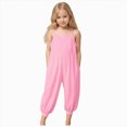 thumbnail image 1 of larppty Toddler Girls Sleeveless Jumpsuits Spaghetti Strap Romper Clothes Long Pants with Pockets, 1 of 7