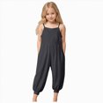 thumbnail image 1 of larppty Toddler Girls Sleeveless Jumpsuits Spaghetti Strap Romper Clothes Long Pants with Pockets, 1 of 7