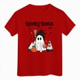 thumbnail image 1 of larppty Toddler Halloween T-Shirts Girl Boy Spooky Season Shirts Ghost Pumpkin Graphic Tees Kid Outfits Short Sleeve Tops (Red,5-6 Years), 1 of 7