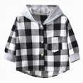 thumbnail image 1 of larppty Toddler Kids Boys Girls Flannel Hooded Plaid Shirt Button Baby Red Clothes (Black,6-7 Years), 1 of 5