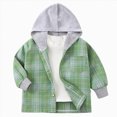 thumbnail image 1 of larppty Toddler Kids Boys Girls Flannel Hooded Plaid Shirt Button Baby Red Clothes (Green,3-4 Years), 1 of 4