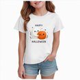 thumbnail image 1 of larppty Toddler Kids Boys Halloween Base Layer Tops Print Short Sleeve Crewneck Tees Fashion Loose Soft Spring Fall T-Shirt (White,2-3 Years), 1 of 6