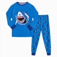 thumbnail image 1 of larppty Toddler Kids Boys Pajamas Sets Dinosaur Sleepwear T-Shirt Tops Pants Set (Blue,8-9 Years), 1 of 7