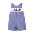 thumbnail image 1 of larppty Toddler Western Baby Boy Clothes Horse Riding Embroidery Smocked Jumpsuit Sleeveless Romper Spring Summer Outfit（Blue， 3-6 Months）, 1 of 7