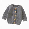 thumbnail image 1 of larppty Toddlers and Newborn Baby Girls Boy Cardigan Sweater Long Sleeve Button Up Knit Sweatshirt Jacket Fall Outfits (Grey,0-3 Months), 1 of 6