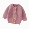 thumbnail image 1 of larppty Toddlers and Newborn Baby Girls Boy Cardigan Sweater Long Sleeve Button Up Knit Sweatshirt Jacket Fall Outfits (Pink,0-3 Months), 1 of 7