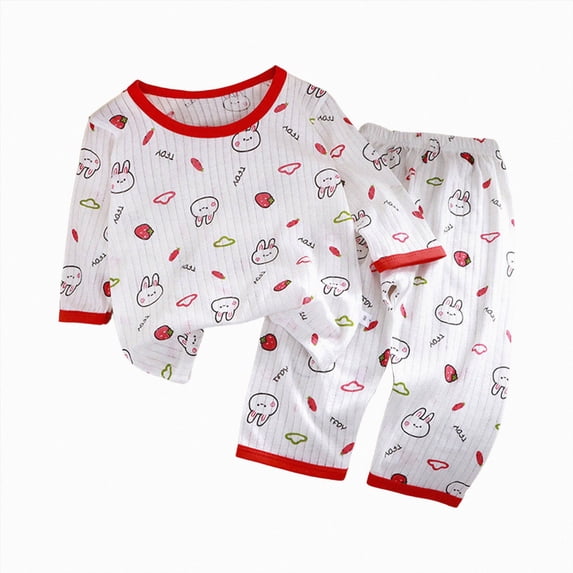 larppty Two-Piece Kids Pajamas Set for Boys & Girls Soft Toddler Pajama Long Sleeve Sleepwear Pjs(4-5 Years,Red)