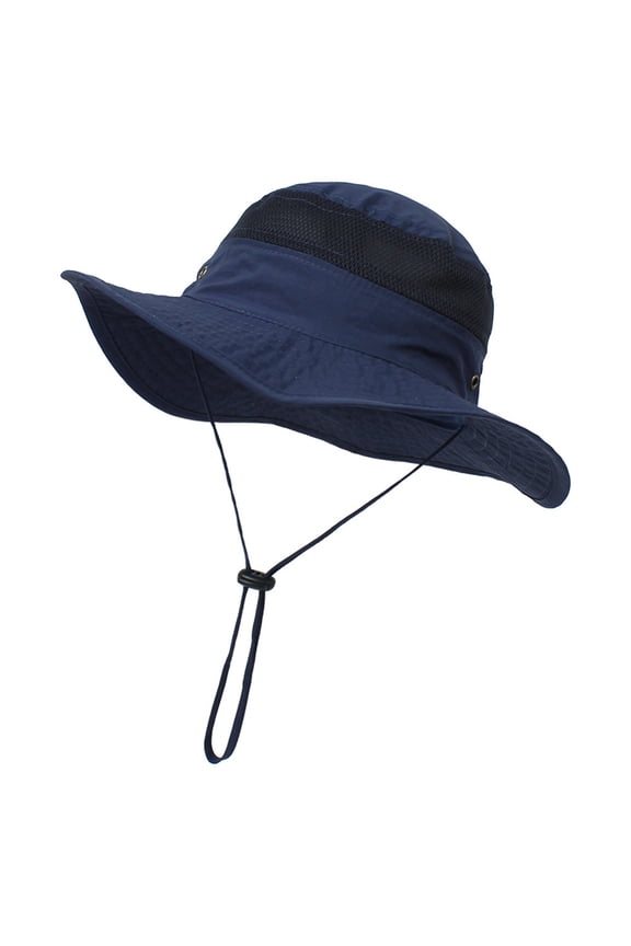 UPF50+ Kids Wide Brim Sun Hat for Boys Girls UV Protection Hat Mesh Wide Brim Fishing Hat Beach Water Bucket Hat (Blue,48)