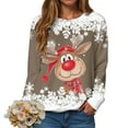 thumbnail image 1 of larppty Ugly Christmas Sweater Funny Xmas Reindeer Print Christmas Party Holiday Pullover Winter Clothes 2025 (Khaki, XL), 1 of 6