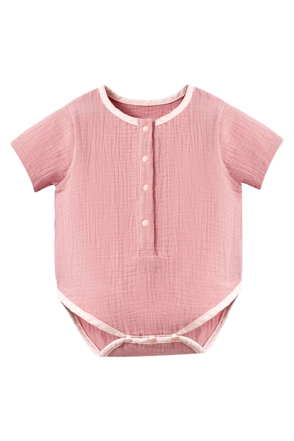 Unisex Baby Boy Girl Clothes Summer Oversized Bubble Romper Toddler Baby Plain Short Sleeve Jumpsuit (Pink,6-12 Months)