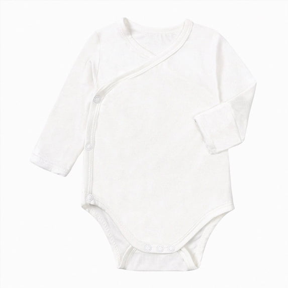 larppty Unisex Baby Long-Sleeve Onesie Bodysuit - Soft and Breathable Baby Clothes - Room-To-Grow (White)