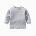 thumbnail image 1 of larppty Unisex Baby and Toddler Boys Girls' Long Sleeve Basic Round Neck Solid Sweatshirt Tee Shirts (Grey,6-9 Months), 1 of 7