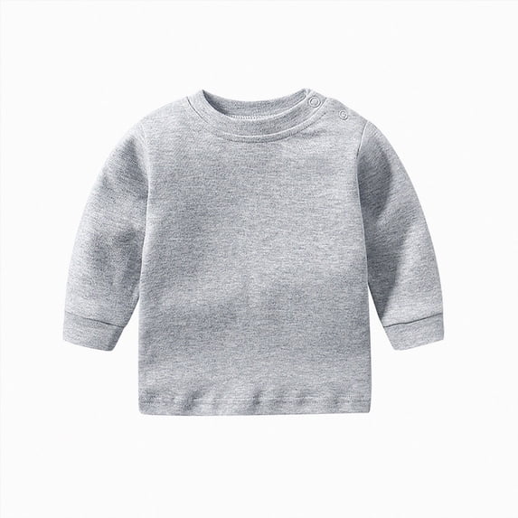 larppty Unisex Baby and Toddler Boys Girls' Long Sleeve Basic Round Neck Solid Sweatshirt Tee Shirts (Grey,6-9 Months)