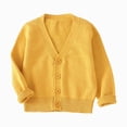 thumbnail image 1 of larppty Unisex Boy' Girls' Cardigans Sweater V-Neck Long Sleeve Button Knit Sweaters for 1-8 Years (Yellow,18-24 Months), 1 of 6
