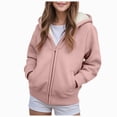 thumbnail image 1 of larppty Unisex Boys Girls Fleece Jacket Hoodie Sherpa Lined Zip Up Hooded Sweatshirt Kids Winter Jackets (7-8 Years,Pink), 1 of 7