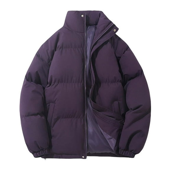 larppty Unisex Winter Parkas Cotton Padded Jacket Bread Jacket Waterproof Warm Thermal Thick Coat（Purple，XL）