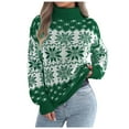 thumbnail image 1 of larppty Women 2025 Fall Casual Turtleneck Long Sleeve Chunky Oversized Ribbed Tunic Sweaters Pullover Knitted Printed Tops (Green, S), 1 of 8
