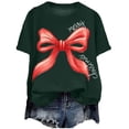 thumbnail image 1 of larppty Women Casual Christmas Shirts: Short Sleeve Tunic Tops - Womens Crew Neck Tee Tshirt Blouses (Dark Green, M), 1 of 6
