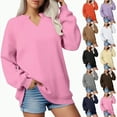 thumbnail image 1 of larppty Women Casual Long Sleeve V Neck Sweatshirts Cute Loose Fit Lightweight Pullover Tops Fall Clothing (Light Gray, XXL), 1 of 5