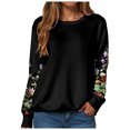 thumbnail image 1 of larppty Women Crewneck Flower Print Long Sleeve Sweatshirts Floral Graphic Tops Casual Loose Fit Pullover Shirts (Black, L), 1 of 9