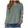 thumbnail image 1 of larppty Women Crewneck Flower Print Long Sleeve Sweatshirts Floral Graphic Tops Casual Loose Fit Pullover Shirts (Light Green, L), 1 of 9