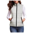 thumbnail image 1 of larppty Women Down Vest Waistcoat Solid Color Stand Collar Sleeveless Zipper Jacket Autumn Winter Casual Warm Outerwear (White, 3XL), 1 of 5