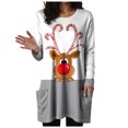 thumbnail image 1 of larppty Women Dresses Shirt Christmas Long Sleeve Tops Santa Printed Pullover Loose Plus Size T-Shirt Blouse with Pockets (Grey, XXL), 1 of 6