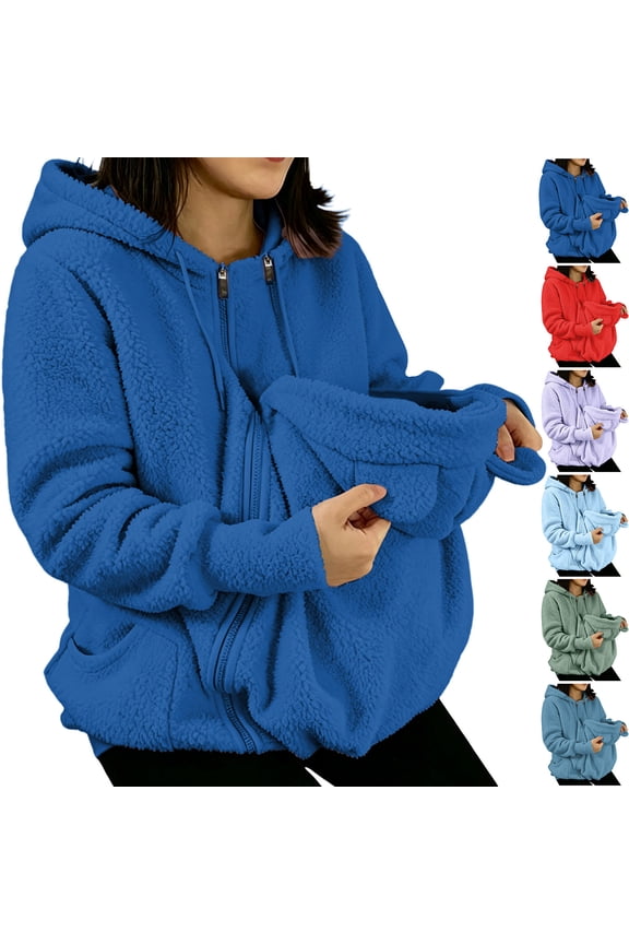 Women Fleece Zip Up 3 In 1 Baby Wearing Jacket, For Baby Wearing Clothes | Thicken Fleece Maternity Jacket, Zip Panels,Removable Pocket, Maternity And Kangaroo Carrier Coat Clothing (Red,L)