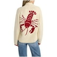thumbnail image 1 of larppty Women Lobster Knit Sweaters Cardigan Long Sleeve Button Down Chunky Knit Y2k Graphic Fall Winter Sweater Coat (Red, L), 1 of 5
