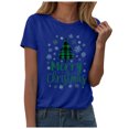 thumbnail image 1 of larppty Women O Neck Christmas Tree Graphic Funny Cute T Shirt Tops Tee (Blue, M), 1 of 8