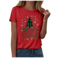thumbnail image 1 of larppty Women O Neck Christmas Tree Graphic Funny Cute T Shirt Tops Tee (Red, XL), 1 of 8