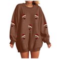 thumbnail image 1 of larppty Women Oversized Long Sleeve Christmas Sweatshirts Crewneck Loose Teen Girl Pullover Top 2025 Fall Y2K Trendy Outfits (Brown, S), 1 of 8