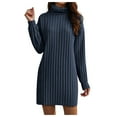 thumbnail image 1 of larppty Women Oversized Sweater Dress Turtleneck Batwing Long Sleeve Ribbed Knit Loose 2025 Fall Winter Casual Short Dress（Navy，M）, 1 of 8