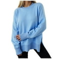 thumbnail image 1 of larppty Women Oversized Sweatshirts Thumbhole Long Sleeve Hoodies Shirts 2025 Fall Side Slit Pullover Top Y2k Outfits (Blue, L), 1 of 9