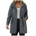 thumbnail image 1 of larppty Women Rain Jacket Lightweight Waterproof Raincoat Outdoor Hooded Windbreaker Trench Coat (Grey, 5XL), 1 of 9