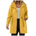 thumbnail image 1 of larppty Women Rain Jacket Lightweight Waterproof Raincoat Outdoor Hooded Windbreaker Trench Coat (Yellow, 3XL), 1 of 9