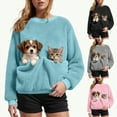 thumbnail image 1 of larppty Women Sweatshirt with Dog Pouch Winter Fleece Pullover Sweatshirts with Carrier Pocket Puppy Kitten Dogs Holder Tops (Grey, XL), 1 of 8
