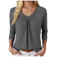 thumbnail image 1 of larppty Women Tops Long Sleeve Shirts V Neck Loose Fit Soft Casual Solid Color T-Shirts Fall Clothing (Grey, XXL), 1 of 5
