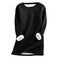 thumbnail image 1 of larppty Women Warm Sherpa Lined Fleece Crewneck Sweatshirt Pullover Loungewear for Winter (Black, XL), 1 of 8
